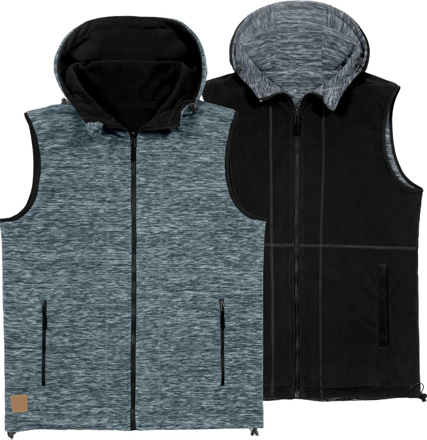 Little Donkey Andy Men's Reversible Fleece Vest Lightweight Warm Sleeveless Jacket with Hood for Hiking Walking Travel