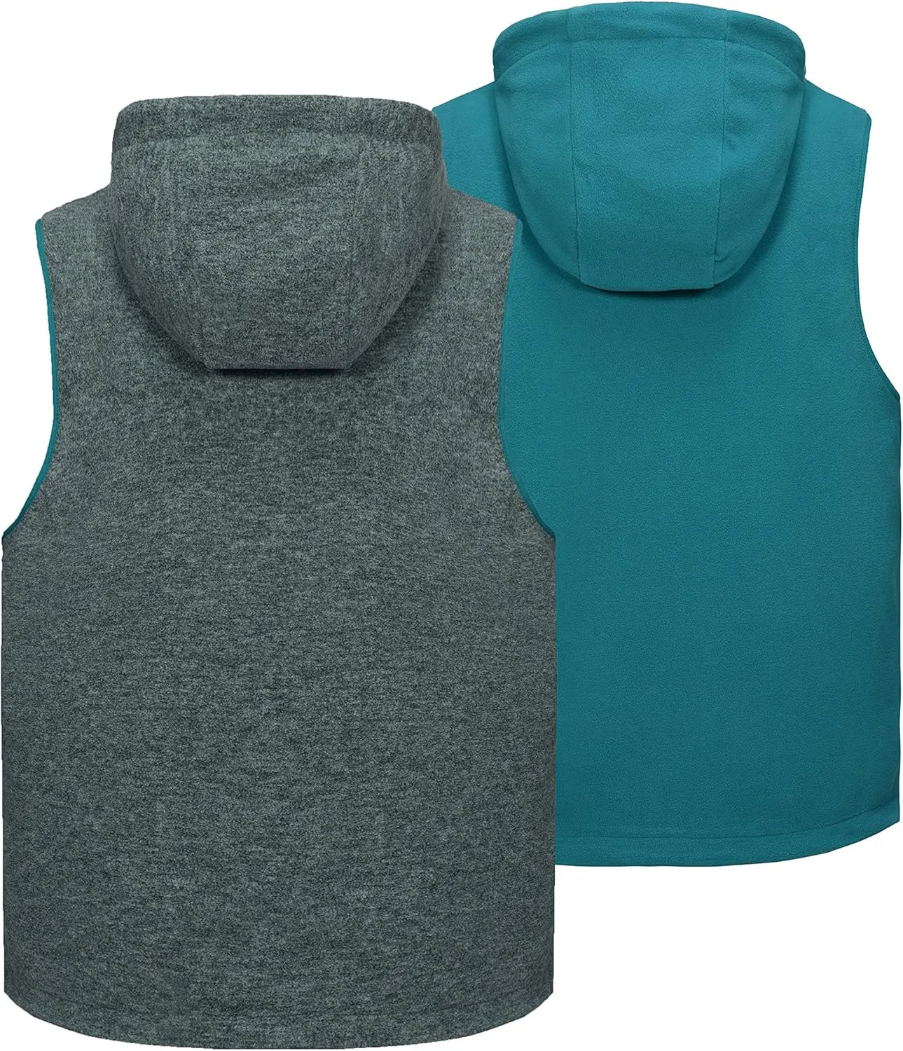 Little Donkey Andy Men's Reversible Fleece Vest Lightweight Warm Sleeveless Jacket with Hood for Hiking Walking Travel