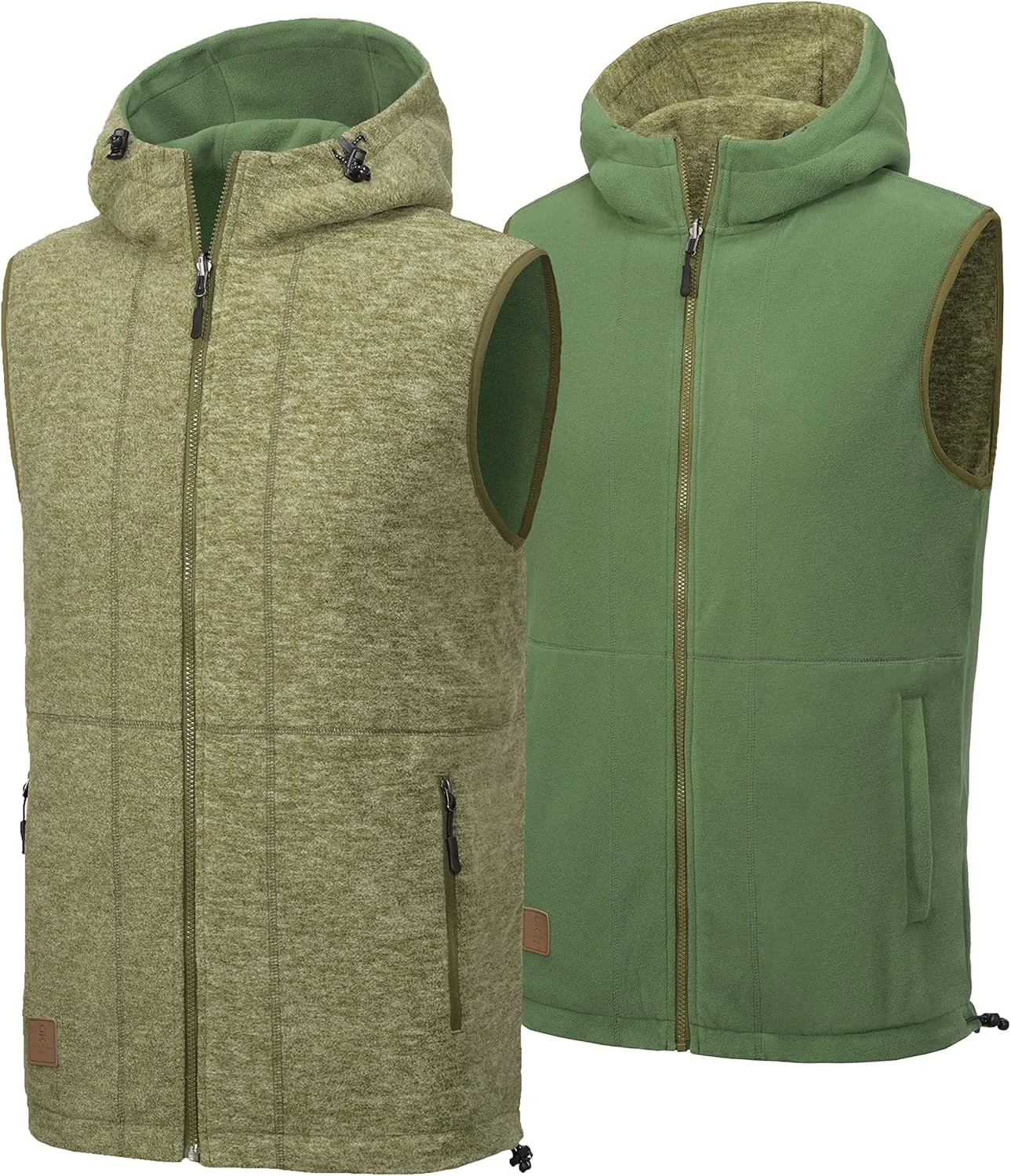 Little Donkey Andy Men's Reversible Fleece Vest Lightweight Warm Sleeveless Jacket with Hood for Hiking Walking Travel