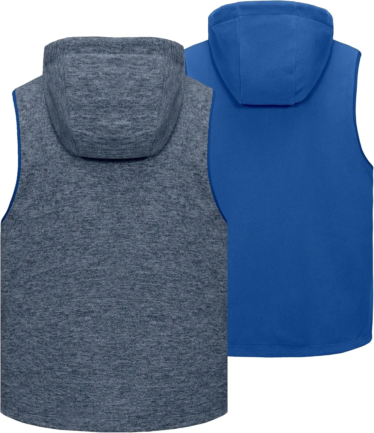 Little Donkey Andy Men's Reversible Fleece Vest Lightweight Warm Sleeveless Jacket with Hood for Hiking Walking Travel