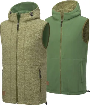 Little Donkey Andy Men's Reversible Fleece Vest Lightweight Warm Sleeveless Jacket with Hood for Hiking Walking Travel