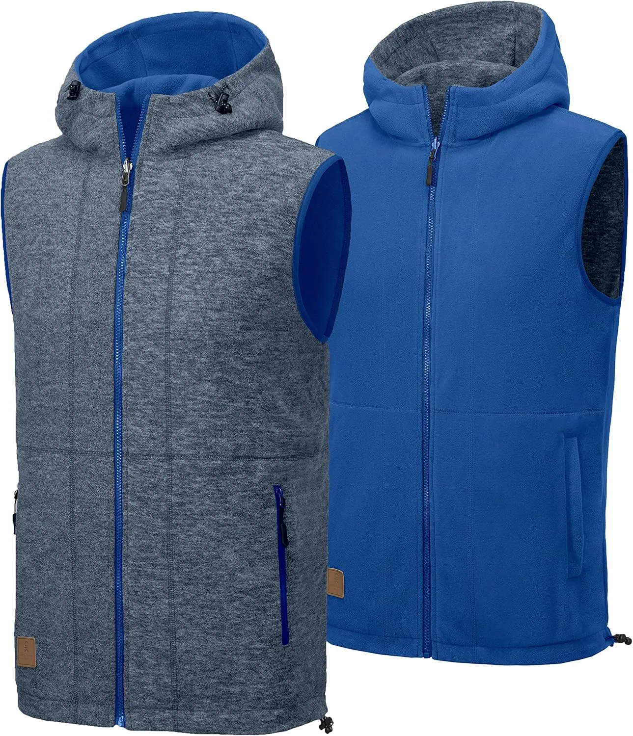 Little Donkey Andy Men's Reversible Fleece Vest Lightweight Warm Sleeveless Jacket with Hood for Hiking Walking Travel