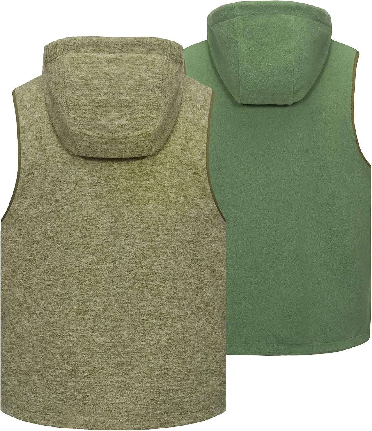 Little Donkey Andy Men's Reversible Fleece Vest Lightweight Warm Sleeveless Jacket with Hood for Hiking Walking Travel