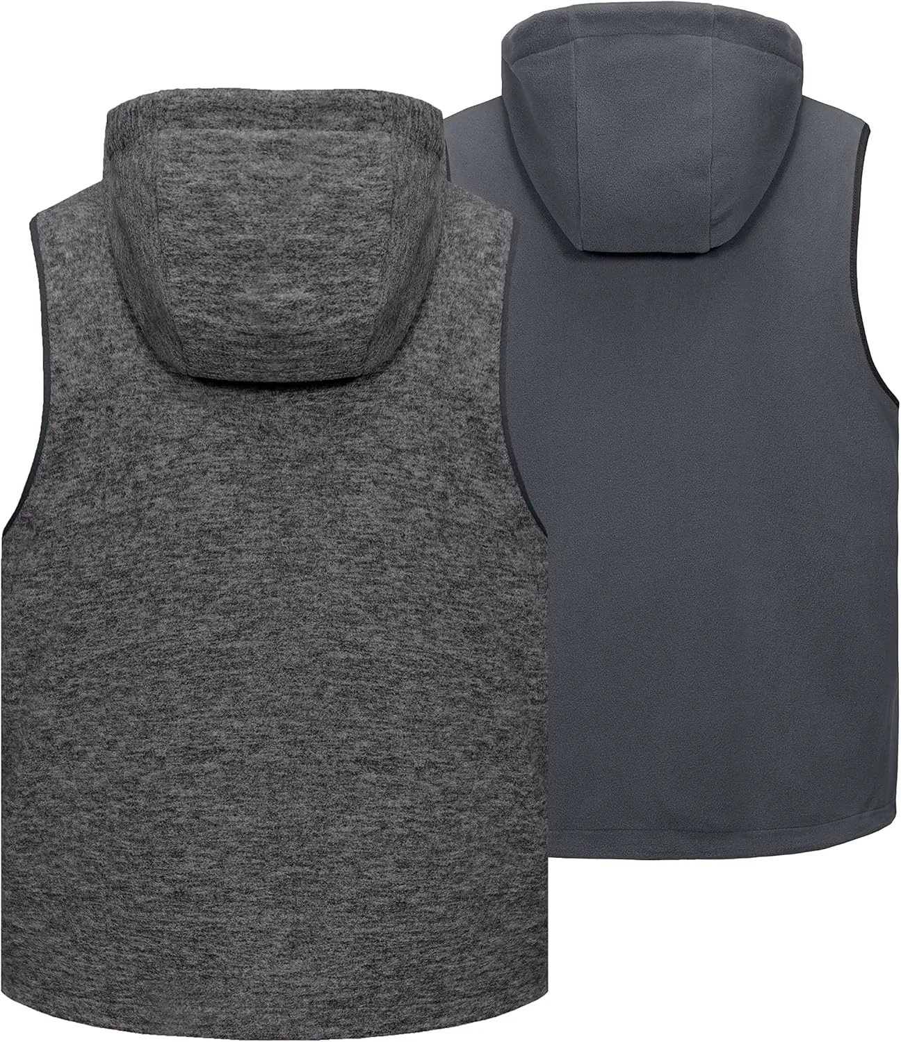 Little Donkey Andy Men's Reversible Fleece Vest Lightweight Warm Sleeveless Jacket with Hood for Hiking Walking Travel