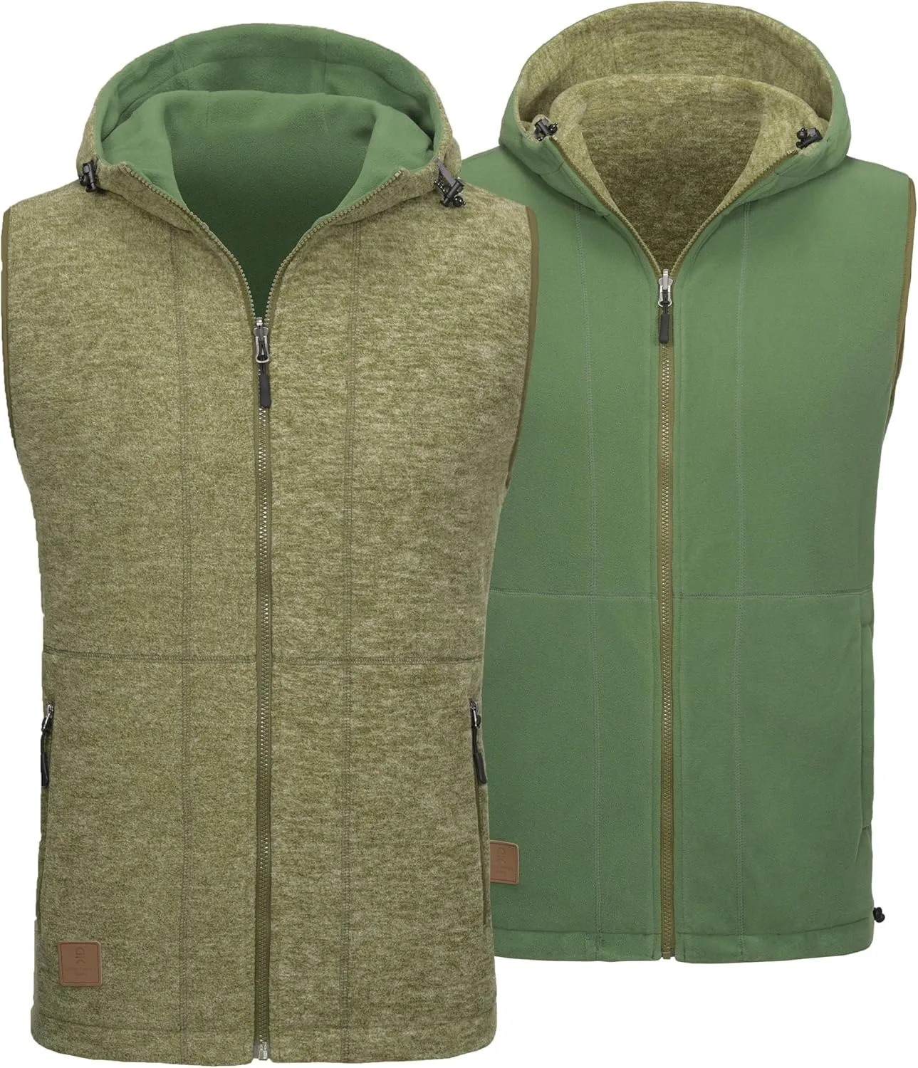 Little Donkey Andy Men's Reversible Fleece Vest Lightweight Warm Sleeveless Jacket with Hood for Hiking Walking Travel