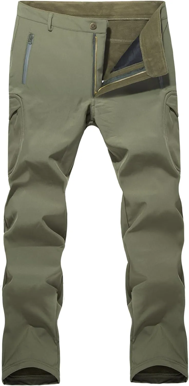MAGCOMSEN Men's Winter Pants Water Resistant Fleece Lined Snowboard Ski Pants Softshell Tactical Pants with Multi-Pockets