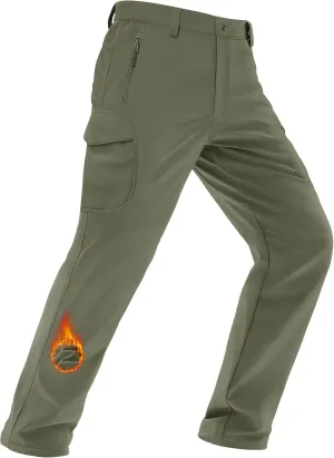 MAGCOMSEN Men's Winter Pants Water Resistant Fleece Lined Snowboard Ski Pants Softshell Tactical Pants with Multi-Pockets