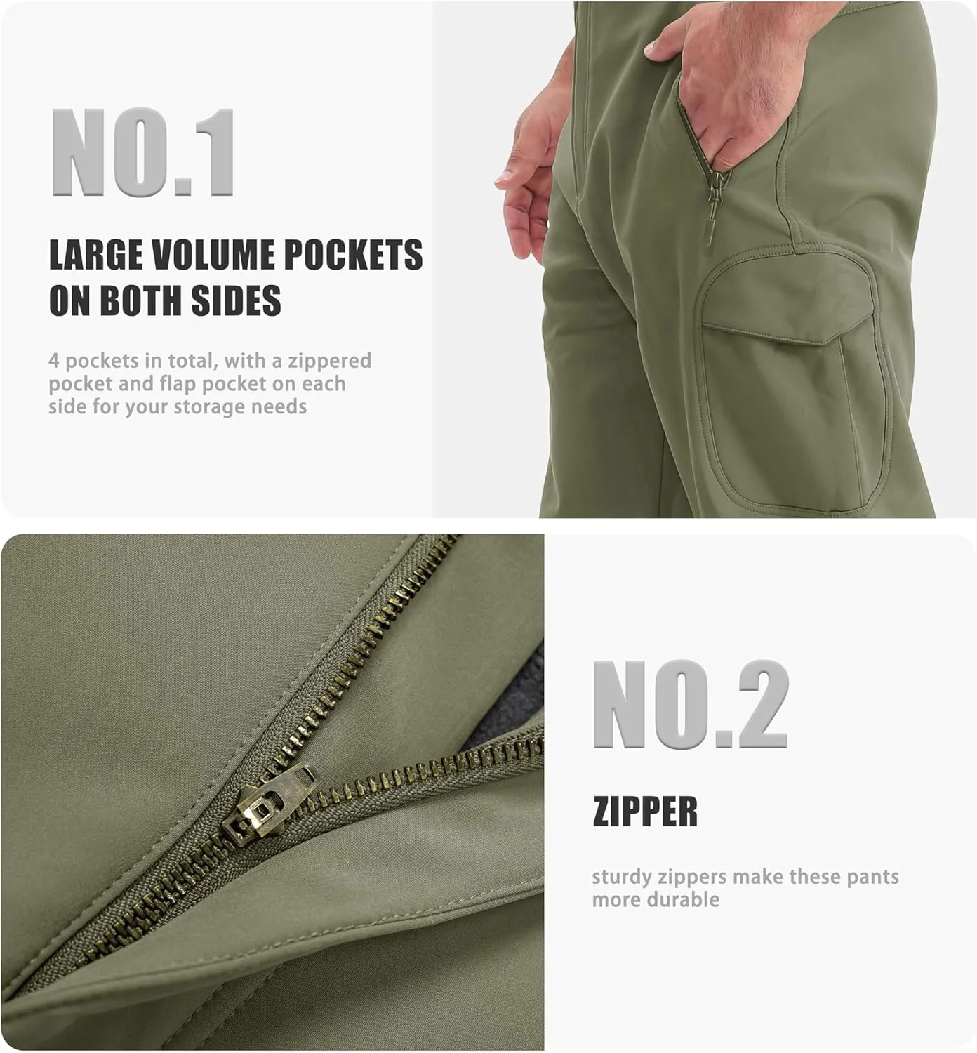 MAGCOMSEN Men's Winter Pants Water Resistant Fleece Lined Snowboard Ski Pants Softshell Tactical Pants with Multi-Pockets