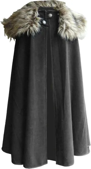 Maiyifu-GJ Cloak Coat For Men Winter Warm Gothic Fleece Collar Long Cape Cloak Vintage Medieval Renaissance Cape