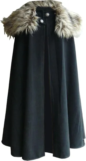 Maiyifu-GJ Cloak Coat For Men Winter Warm Gothic Fleece Collar Long Cape Cloak Vintage Medieval Renaissance Cape