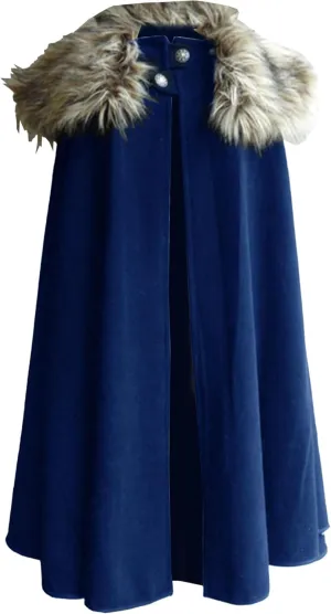 Maiyifu-GJ Cloak Coat For Men Winter Warm Gothic Fleece Collar Long Cape Cloak Vintage Medieval Renaissance Cape