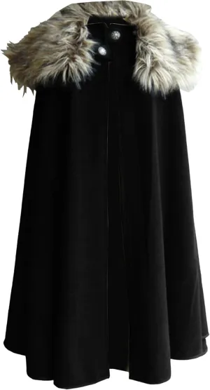 Maiyifu-GJ Cloak Coat For Men Winter Warm Gothic Fleece Collar Long Cape Cloak Vintage Medieval Renaissance Cape