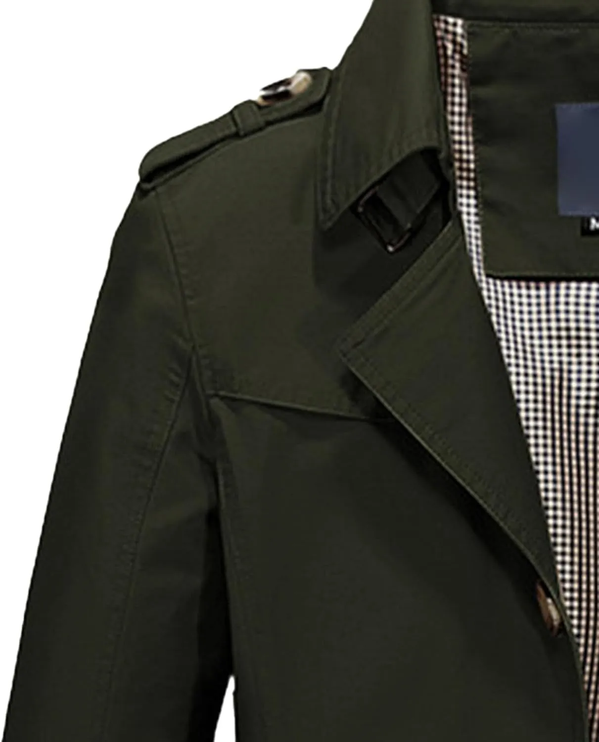 Maiyifu-GJ Mens Military Trench Lightweight Coat Long Sleeve Single Breasted Windbreaker Slim Fit Turn Down Collar Jacket