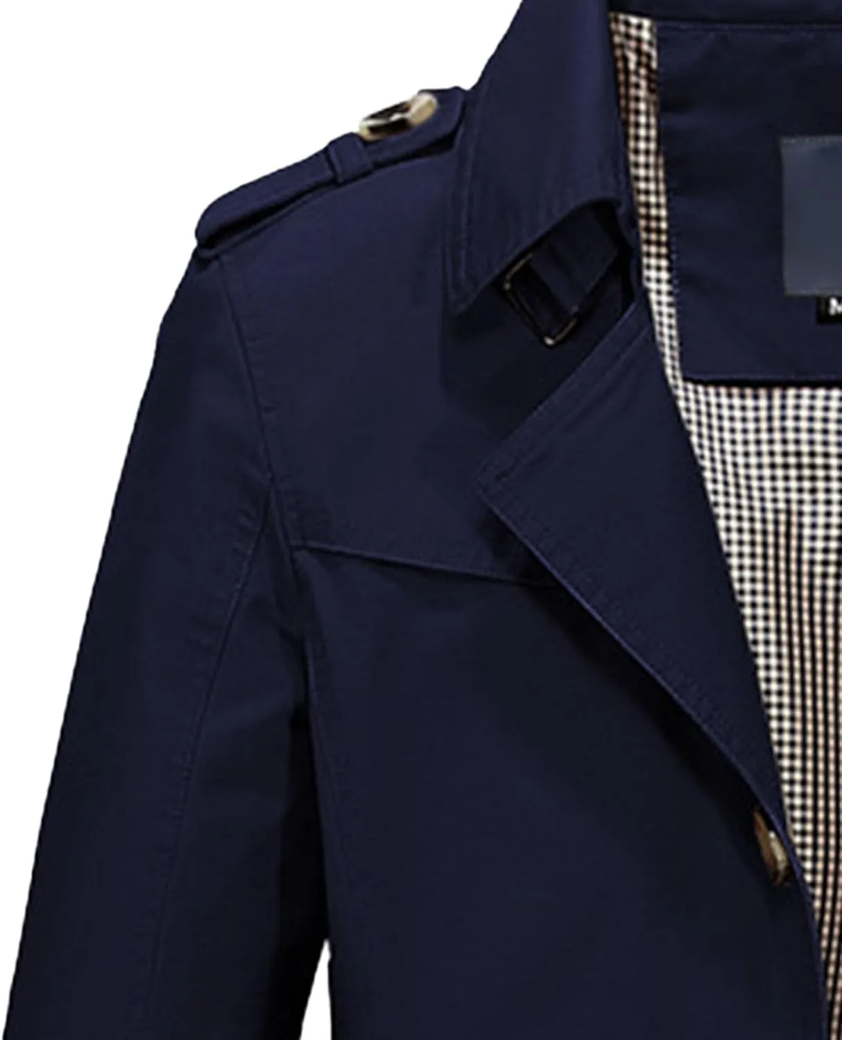 Maiyifu-GJ Mens Military Trench Lightweight Coat Long Sleeve Single Breasted Windbreaker Slim Fit Turn Down Collar Jacket