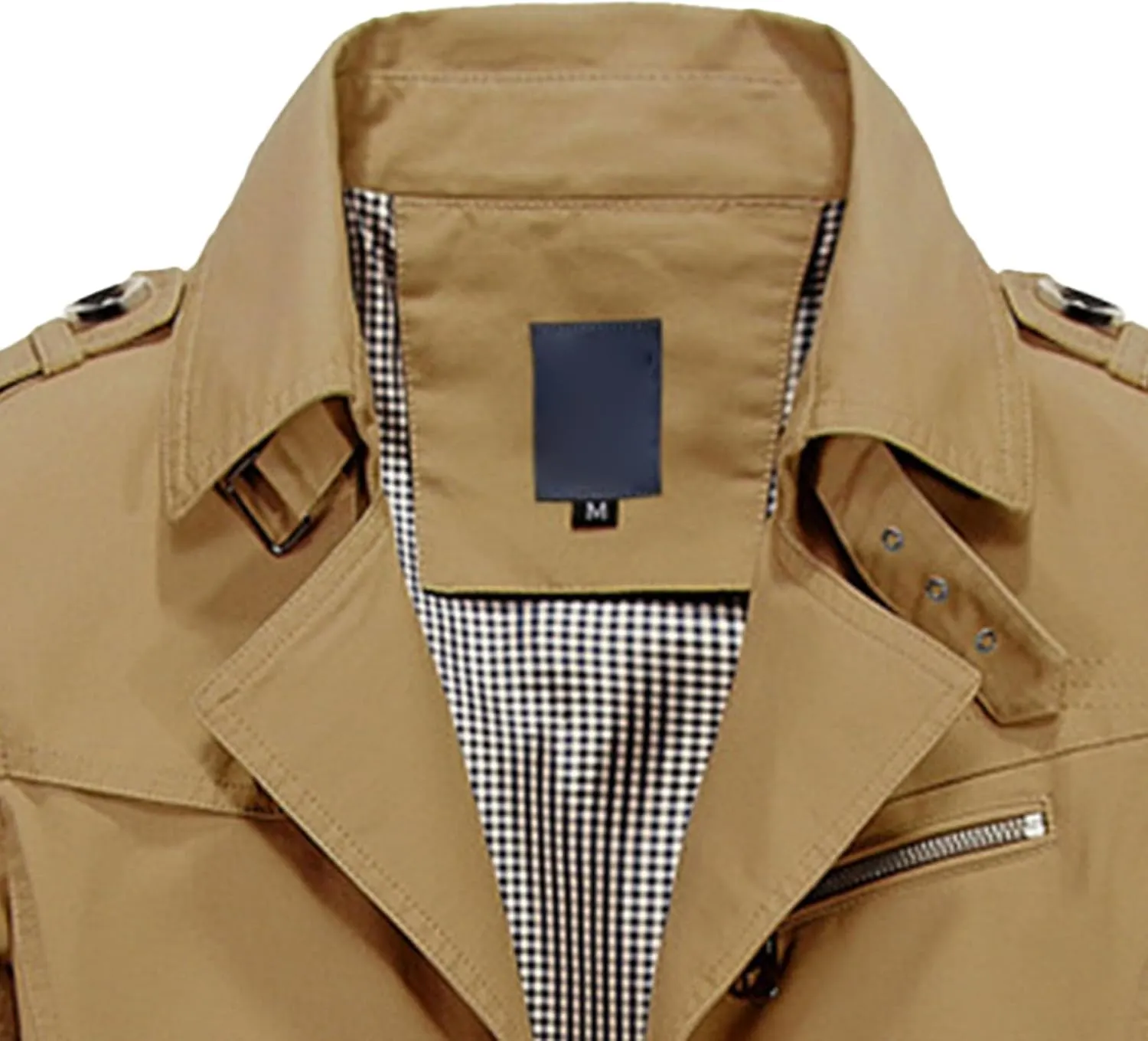 Maiyifu-GJ Mens Military Trench Lightweight Coat Long Sleeve Single Breasted Windbreaker Slim Fit Turn Down Collar Jacket