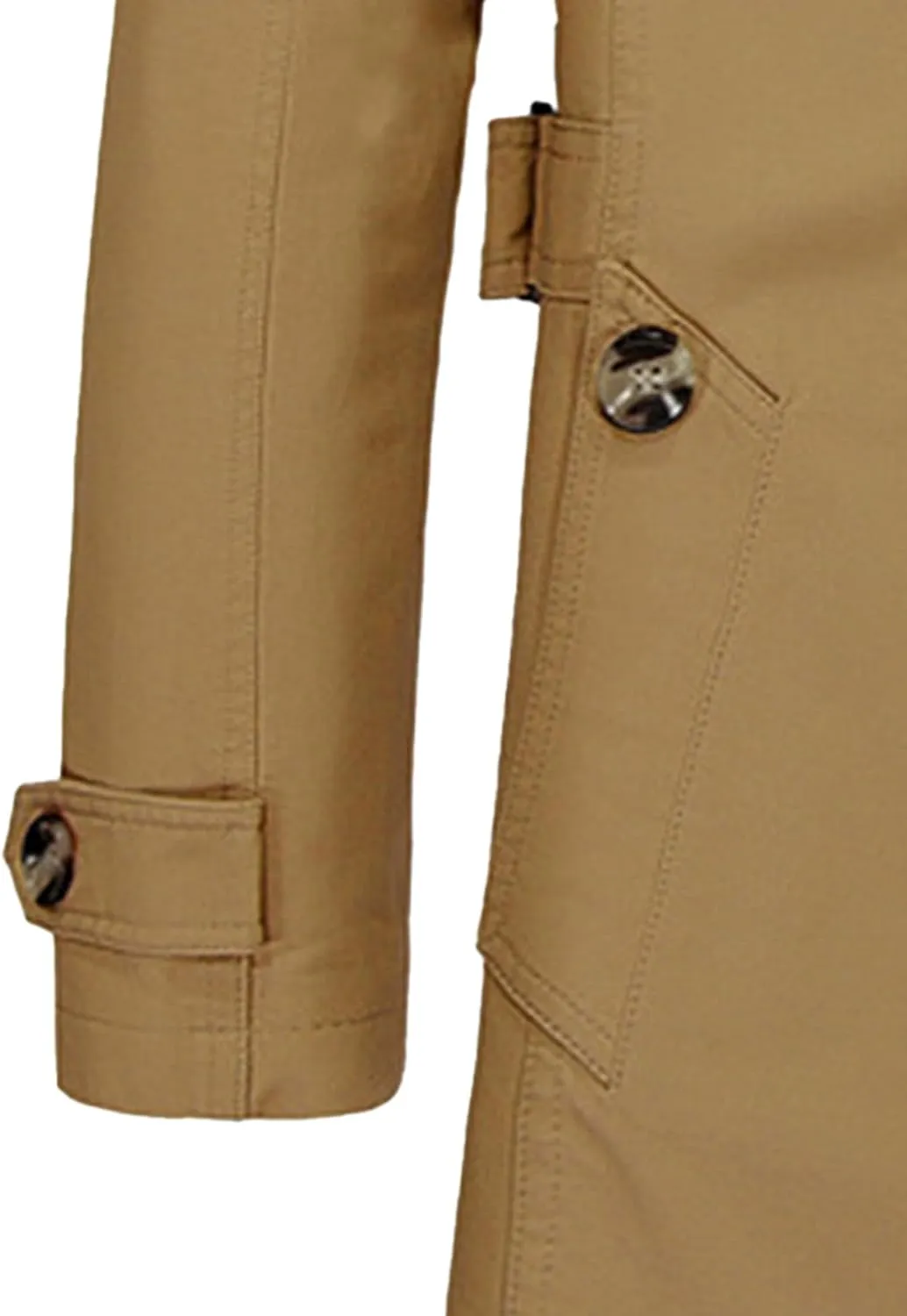 Maiyifu-GJ Mens Military Trench Lightweight Coat Long Sleeve Single Breasted Windbreaker Slim Fit Turn Down Collar Jacket