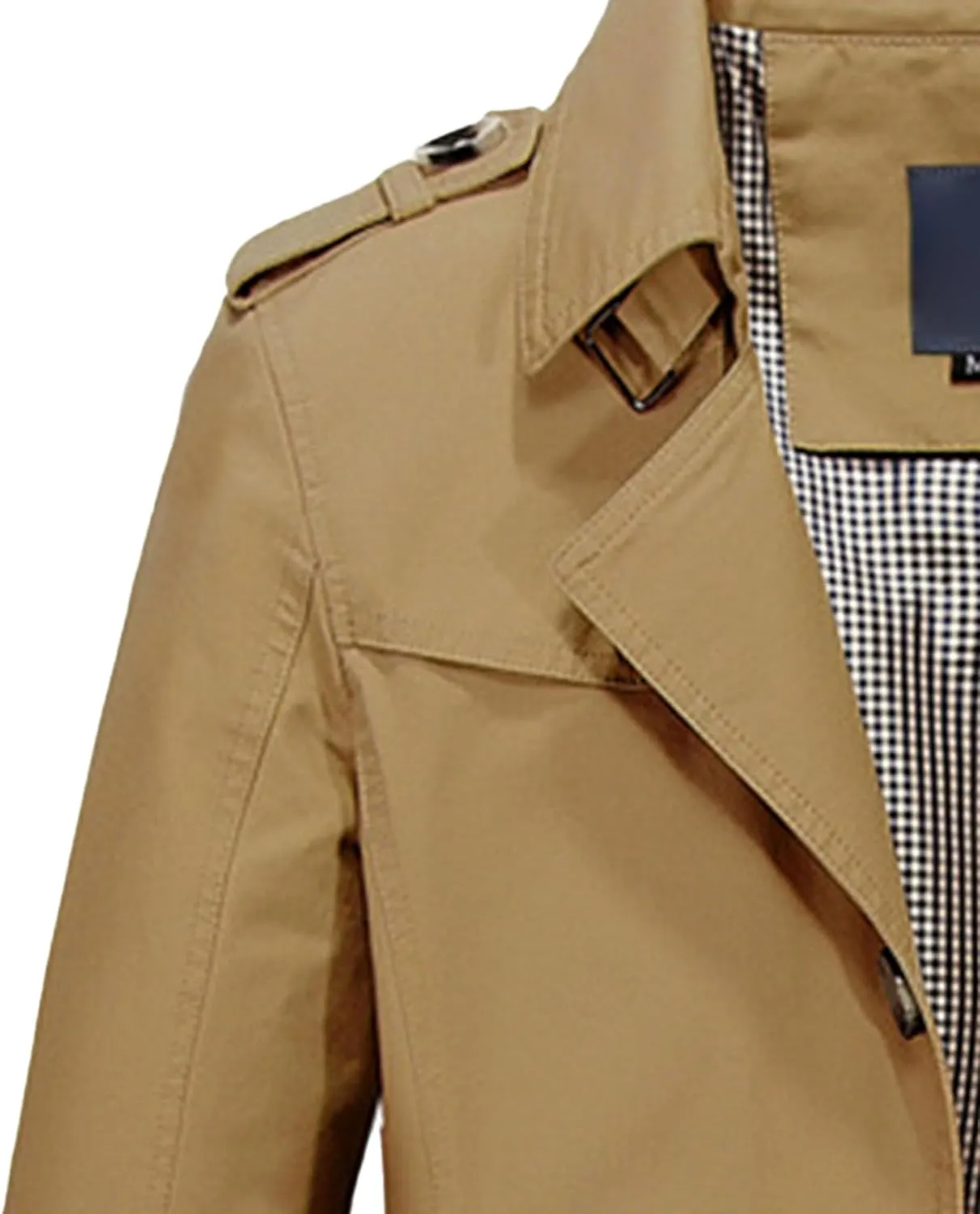 Maiyifu-GJ Mens Military Trench Lightweight Coat Long Sleeve Single Breasted Windbreaker Slim Fit Turn Down Collar Jacket