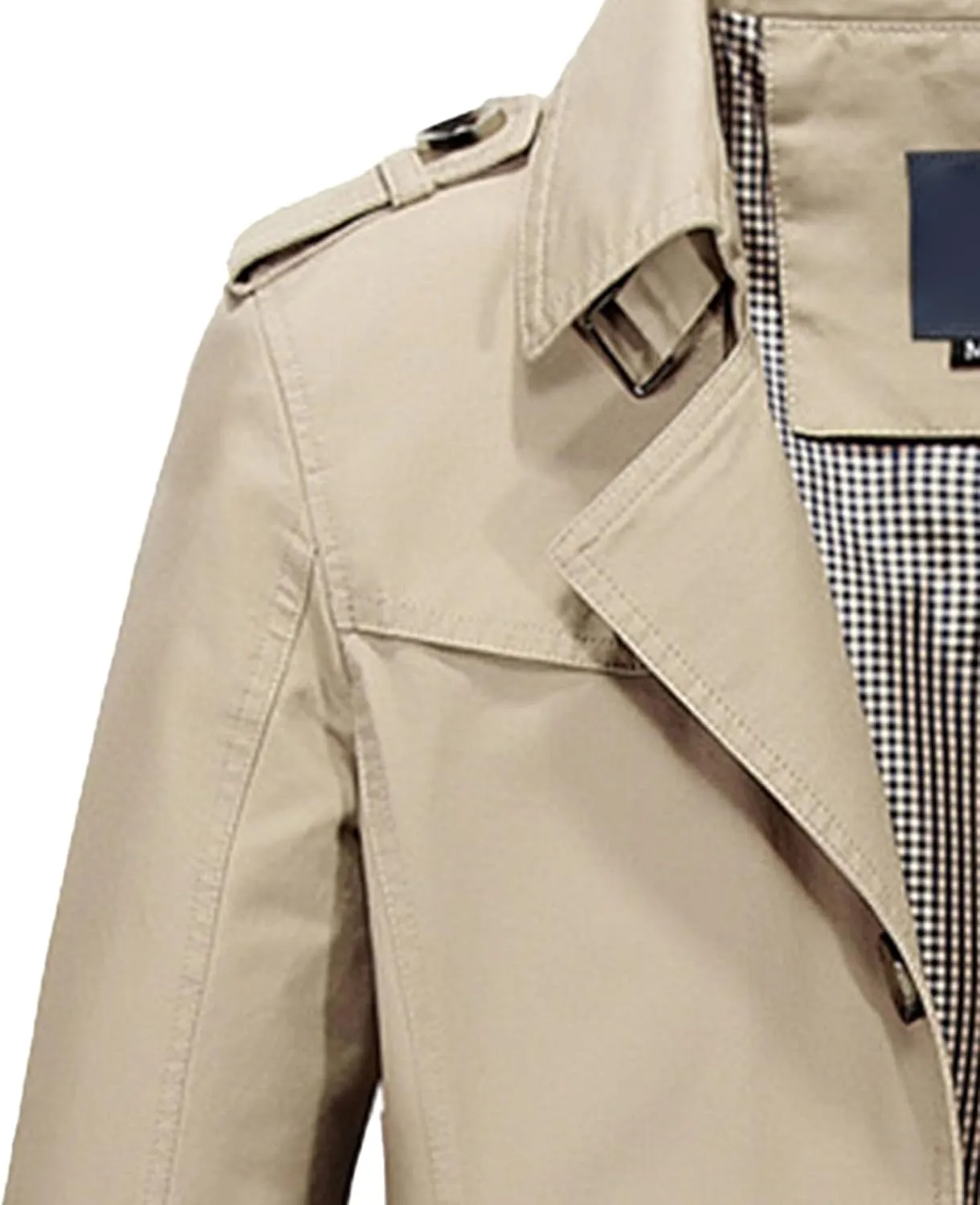 Maiyifu-GJ Mens Military Trench Lightweight Coat Long Sleeve Single Breasted Windbreaker Slim Fit Turn Down Collar Jacket