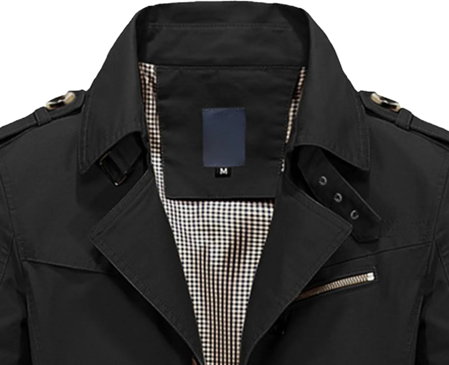 Maiyifu-GJ Mens Military Trench Lightweight Coat Long Sleeve Single Breasted Windbreaker Slim Fit Turn Down Collar Jacket