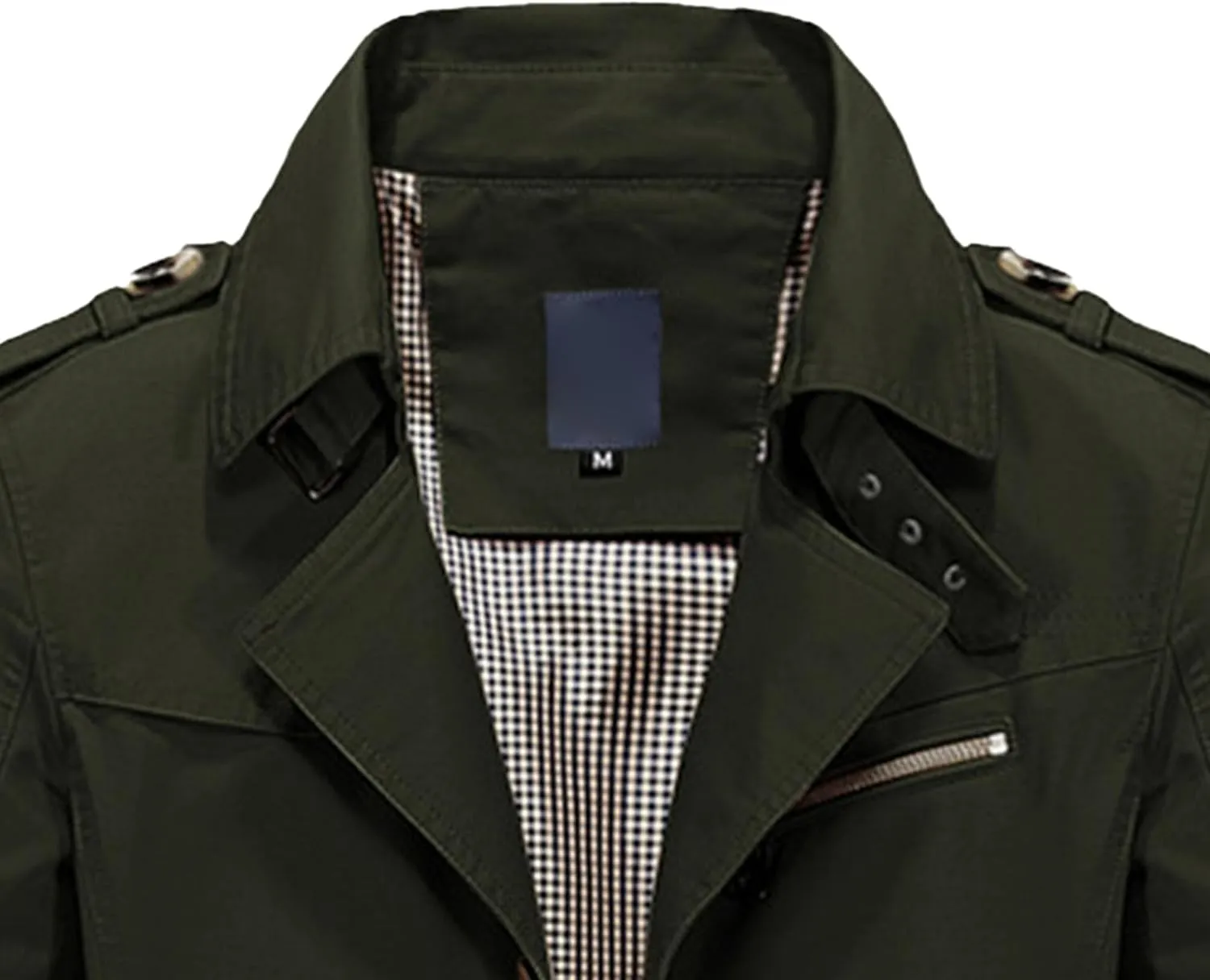 Maiyifu-GJ Mens Military Trench Lightweight Coat Long Sleeve Single Breasted Windbreaker Slim Fit Turn Down Collar Jacket
