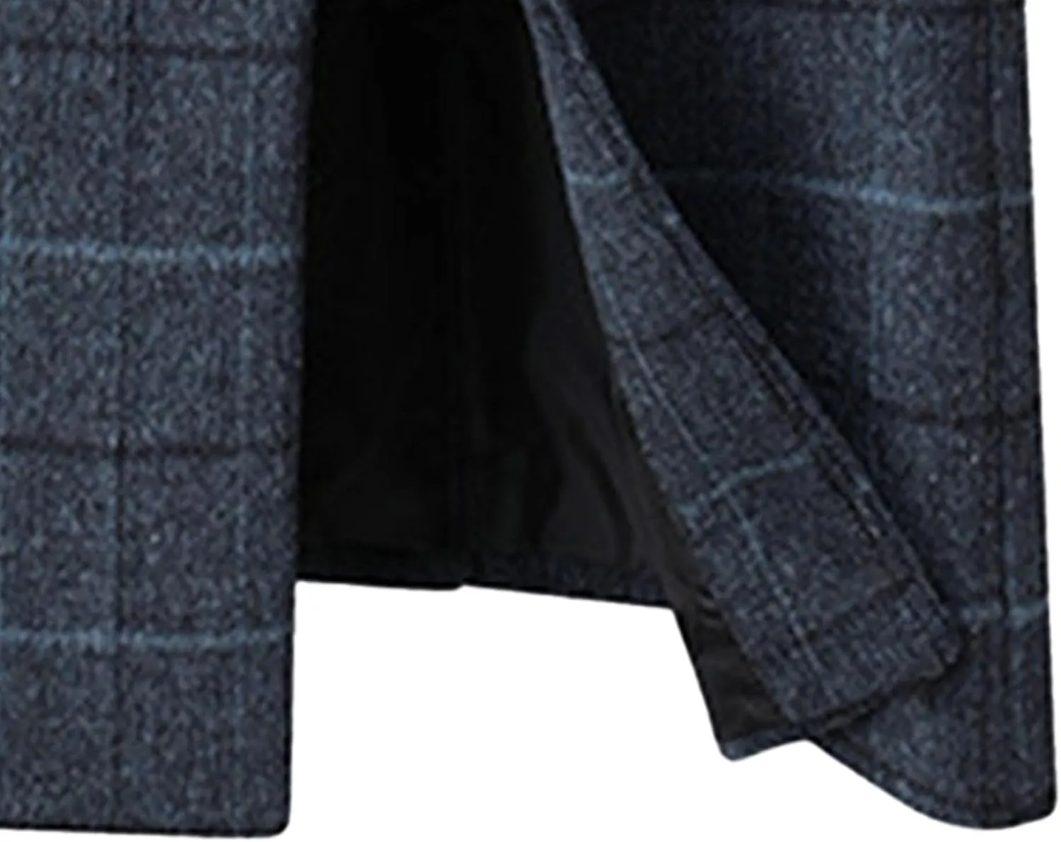 Maiyifu-GJ Mens Plaid Trench Coat Winter Single Breasted Wool Blend Top Pea Coat Classic Stylish Business Overcoat