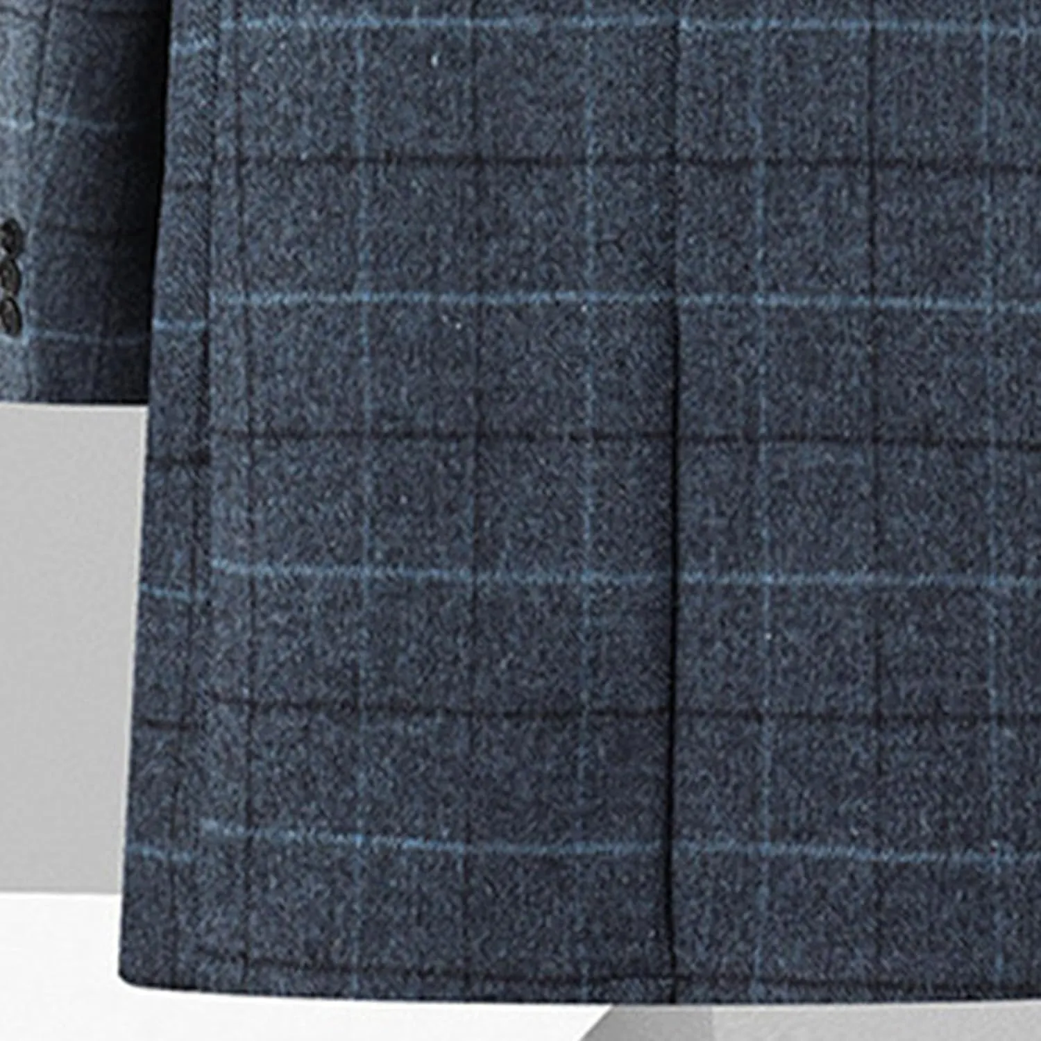 Maiyifu-GJ Mens Plaid Trench Coat Winter Single Breasted Wool Blend Top Pea Coat Classic Stylish Business Overcoat