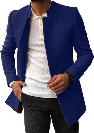 Maiyifu-GJ Mens Single Breasted Trench Coat Winter Warm Blend Pea Coat Lapel Work Business Jacket Outerwear