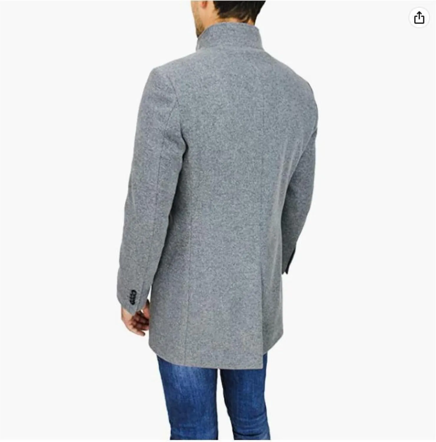 Maiyifu-GJ Mens Single Breasted Trench Coat Winter Warm Blend Pea Coat Lapel Work Business Jacket Outerwear