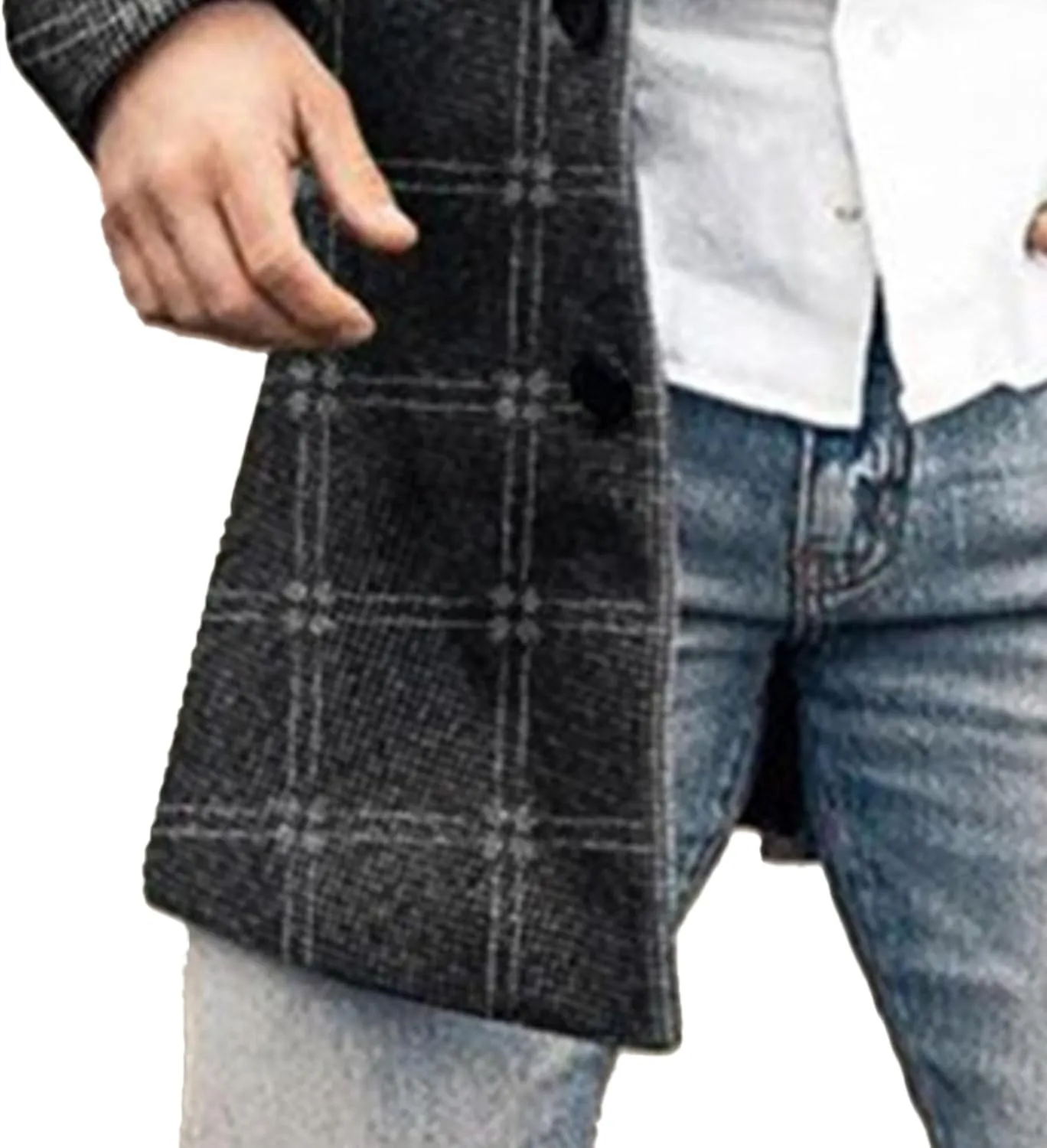 Maiyifu-GJ Mens Single Breasted Trench Jacket Winter Slim Fit Wool Blend Pea Coat Warm Lapel Work Business Jacket