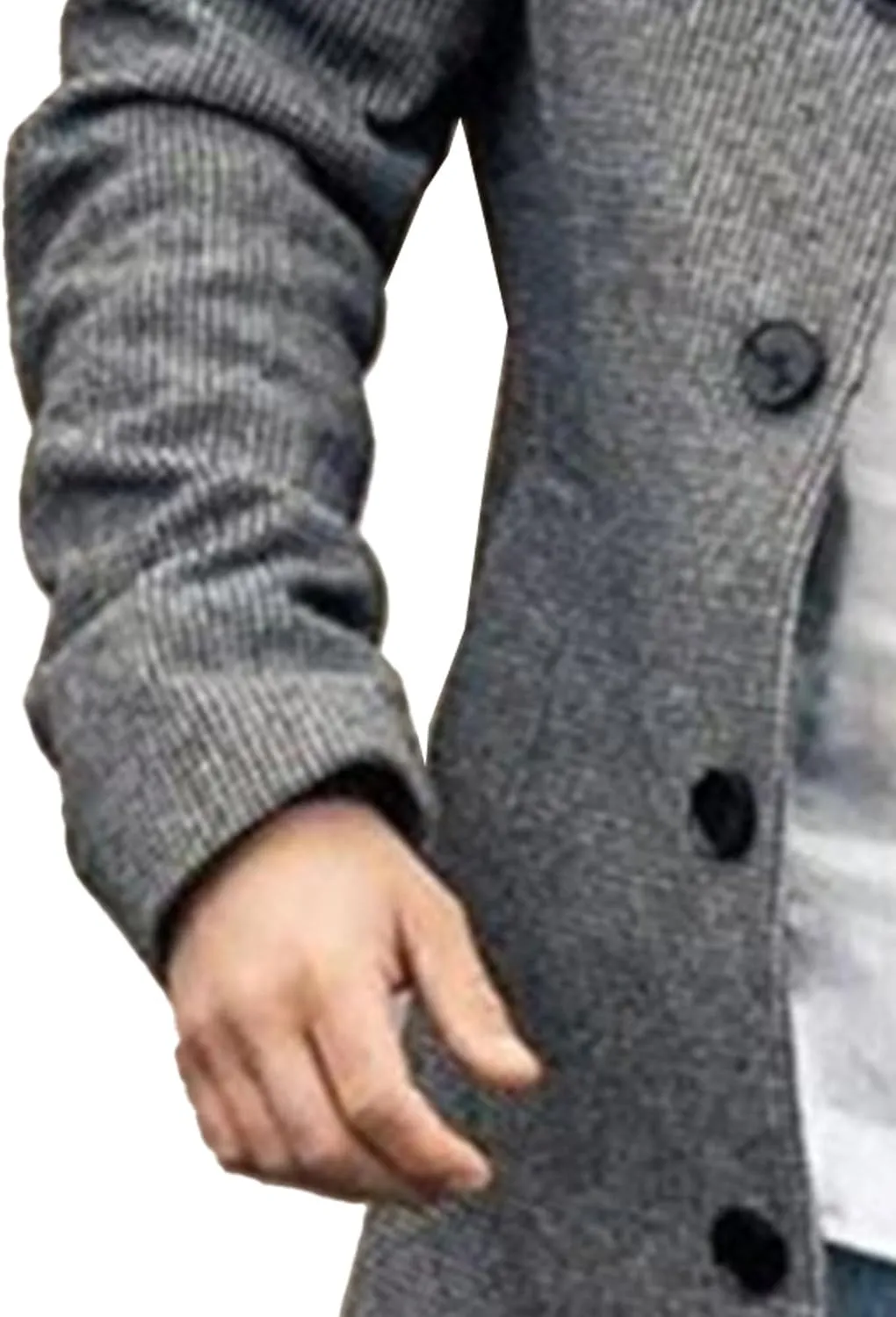 Maiyifu-GJ Mens Single Breasted Trench Jacket Winter Slim Fit Wool Blend Pea Coat Warm Lapel Work Business Jacket