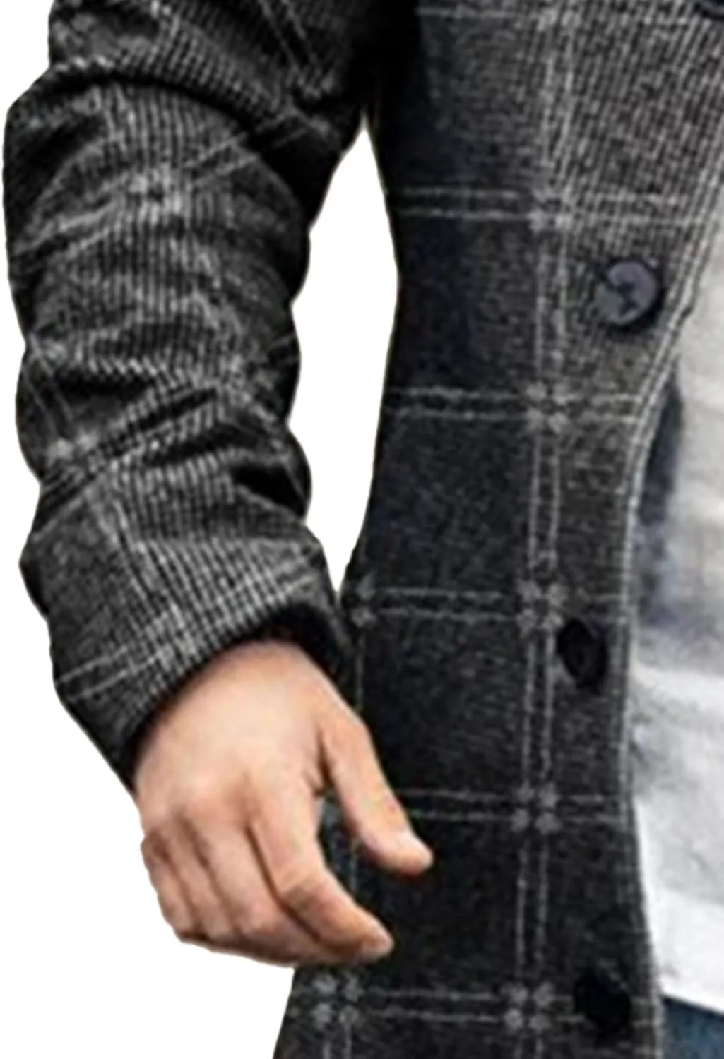 Maiyifu-GJ Mens Single Breasted Trench Jacket Winter Slim Fit Wool Blend Pea Coat Warm Lapel Work Business Jacket