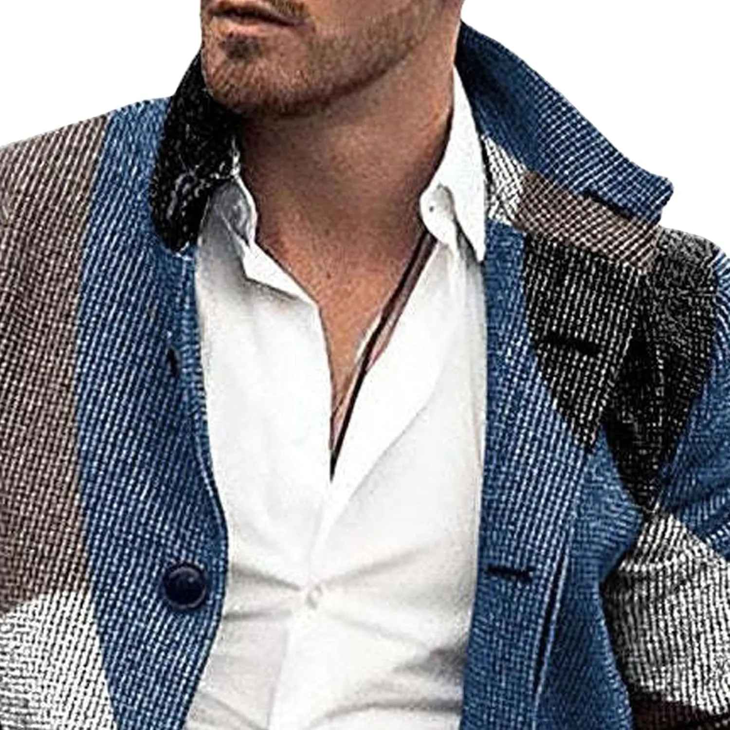 Maiyifu-GJ Mens Single Breasted Trench Jacket Winter Slim Fit Wool Blend Pea Coat Warm Lapel Work Business Jacket