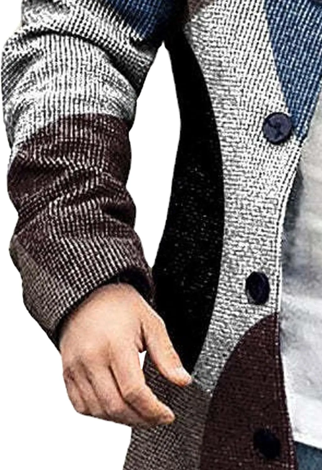 Maiyifu-GJ Mens Single Breasted Trench Jacket Winter Slim Fit Wool Blend Pea Coat Warm Lapel Work Business Jacket