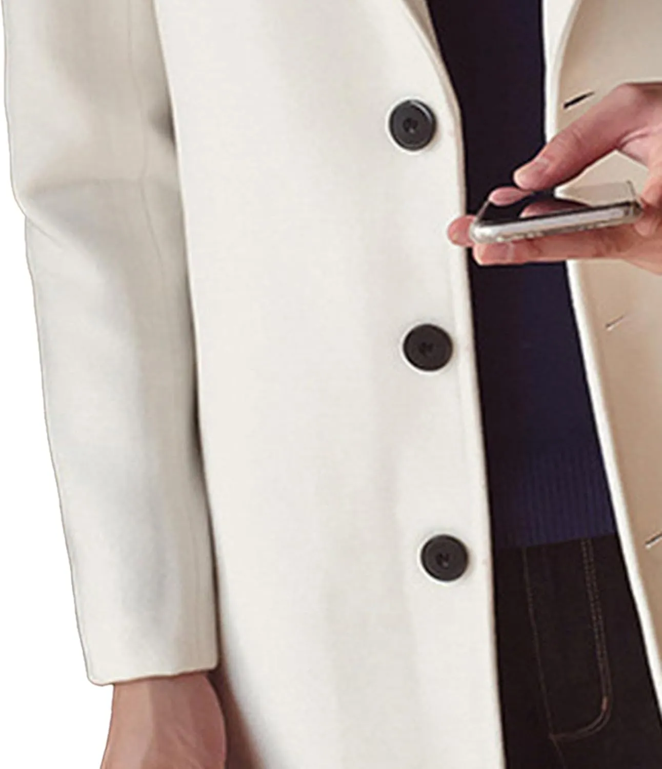 Maiyifu-GJ Men's Wool Blend Pea Coat Notched Lapel Single Breasted Long Peacoat Overcoat Warm Winter Trench Coat