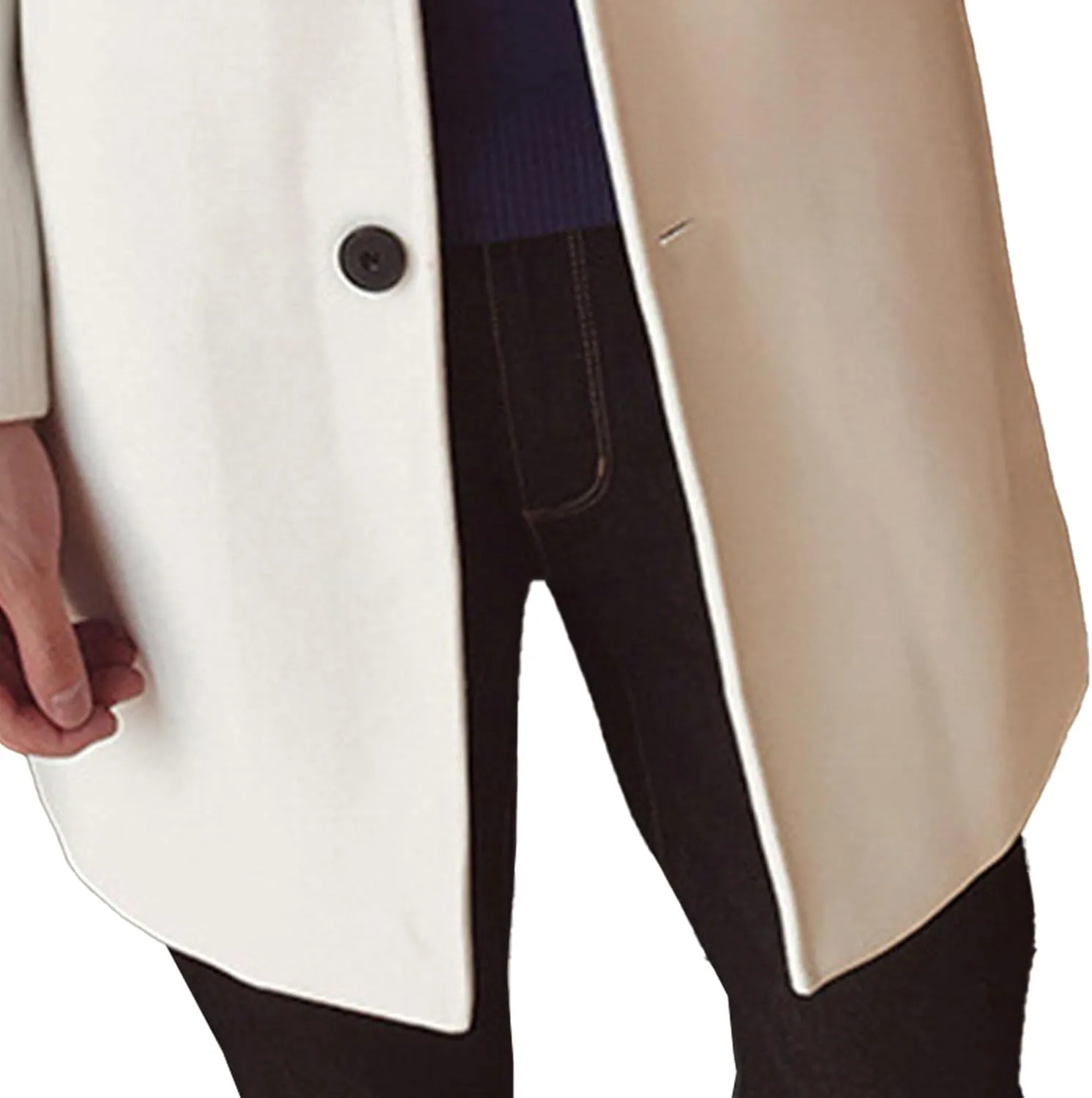 Maiyifu-GJ Men's Wool Blend Pea Coat Notched Lapel Single Breasted Long Peacoat Overcoat Warm Winter Trench Coat
