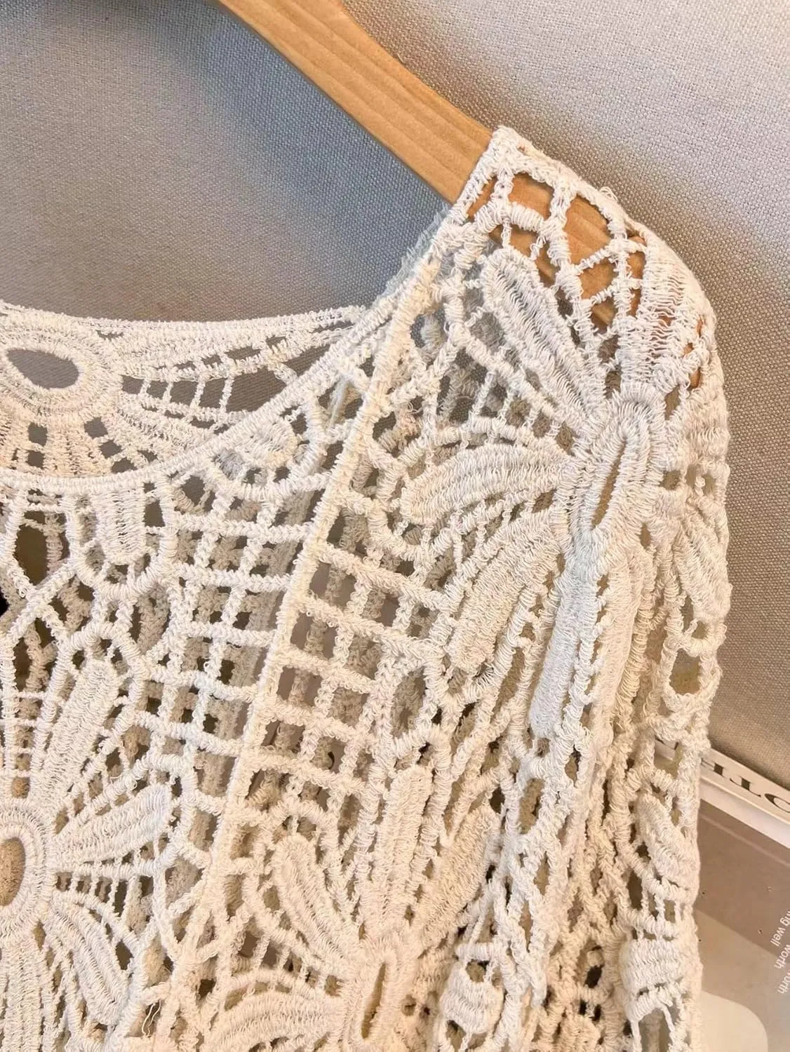 MakeMeChic Women's Plus Size Crochet Tops Floral Dolman Sleeve Summer Spring Top