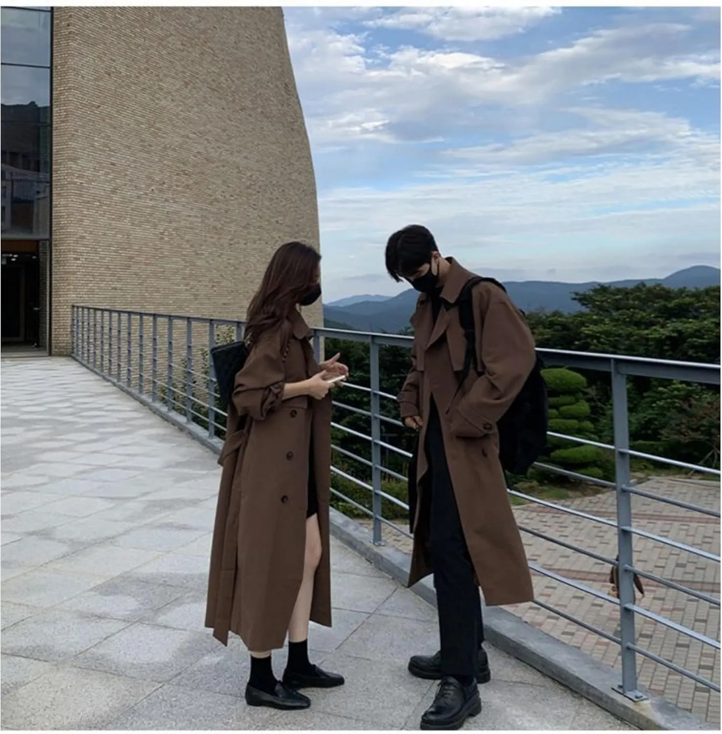 Man's Double Breasted Trench Coat Oversized Casual Windbreaker Casual Lapel Long Jacket Overcoat
