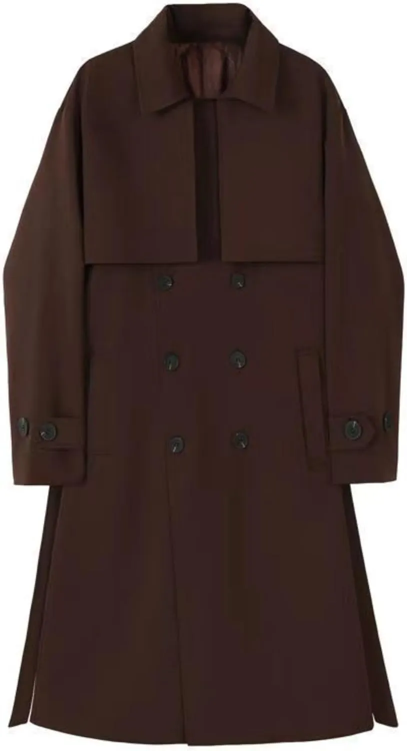 Man's Double Breasted Trench Coat Oversized Casual Windbreaker Casual Lapel Long Jacket Overcoat