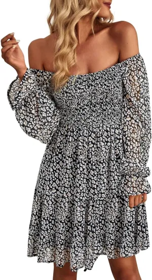 Maternity Dress, Women's Ditsy Floral Off Shoulder Mini Dress A Line Boho Summer Dresses