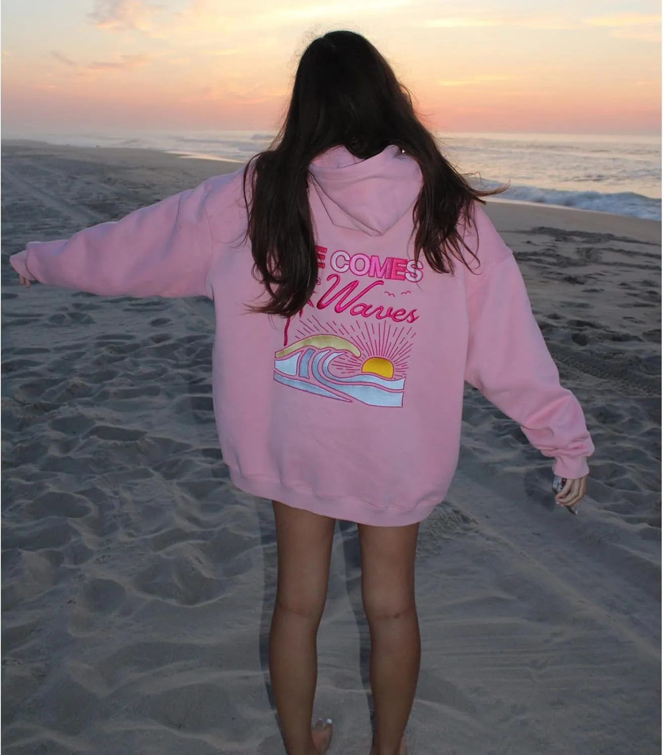 Meiweileya Hoodies for Teen Girls Y2k Womens Palm Puff Flower Graphic Print Sweatshirt Cute Aesthetic Oversized Jackets