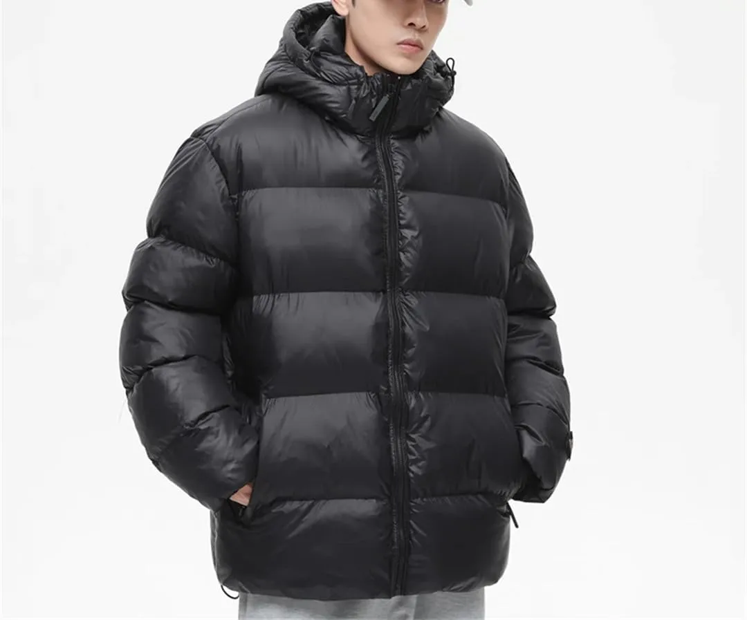 Men Hooded Zipper Parkas Puffer Jackets Padded Cotton Solid With Hoodie Warm Waterproof Jackets Winter Coats