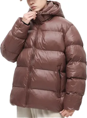 Men Hooded Zipper Parkas Puffer Jackets Padded Cotton Solid With Hoodie Warm Waterproof Jackets Winter Coats
