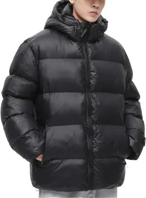 Men Hooded Zipper Parkas Puffer Jackets Padded Cotton Solid With Hoodie Warm Waterproof Jackets Winter Coats