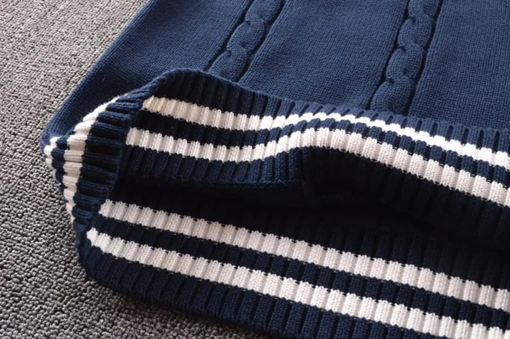 Men Women Knitted Cotton V-Neck Vest JK Uniform Pullover Sleeveless Sweater School Cardigan