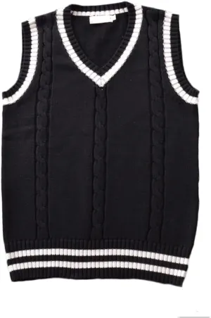 Men Women Knitted Cotton V-Neck Vest JK Uniform Pullover Sleeveless Sweater School Cardigan