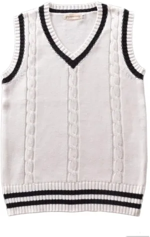Men Women Knitted Cotton V-Neck Vest JK Uniform Pullover Sleeveless Sweater School Cardigan