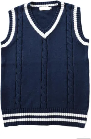 Men Women Knitted Cotton V-Neck Vest JK Uniform Pullover Sleeveless Sweater School Cardigan