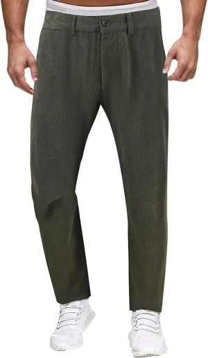 Men's Casual Pants High Waist Zip Off Straight Leg Pants Casual Slim Fit Lightweight Chino Golf Pants Pencil Trousers