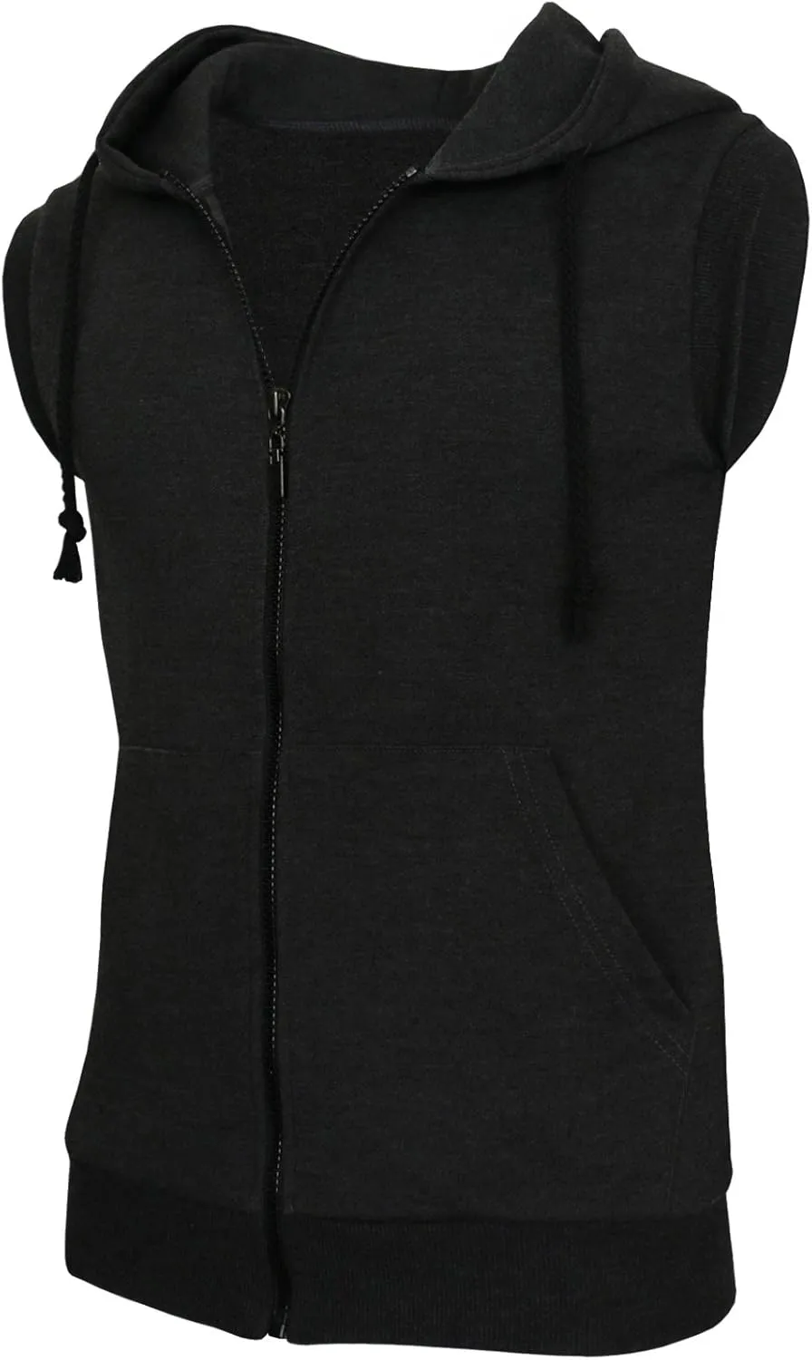 Men's Casual Zip-Hoodie Vest Cotton Sleeveless Zip up Hoodie Vest