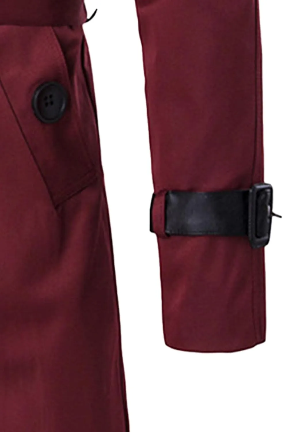 Men's Double Breasted Long Trench Coat Slim Fit Mid Long Belted Windbreaker Stylish Lapel Overcoat with Pocket